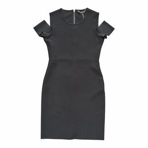 BCBGMAXAZRIA Cold Shoulder Black Bodycon Sculpture Dress Size S